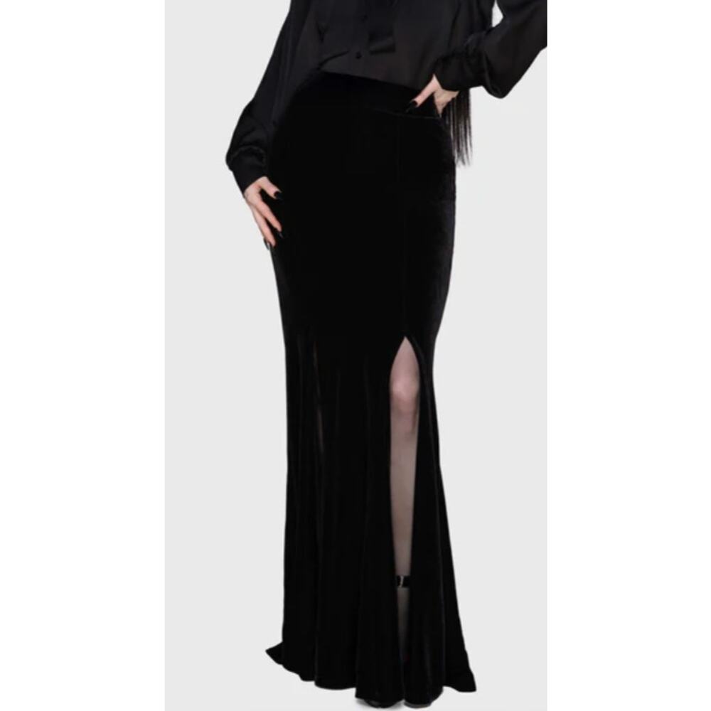 New Killstar Void Viper Velvet Maxi Skirt Black Plus Size 4XL NWT